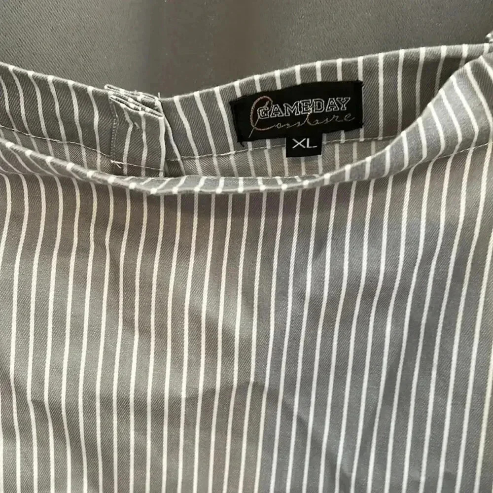 Oklahoma Sooners Women's XL Gray Striped Off-Shoulder Blouse 3/4 Sleeve - Picture 3 of 4